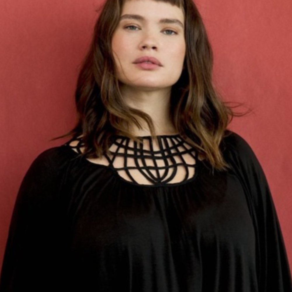 Black Anthropologie 3/4 Sleeve Top - XL